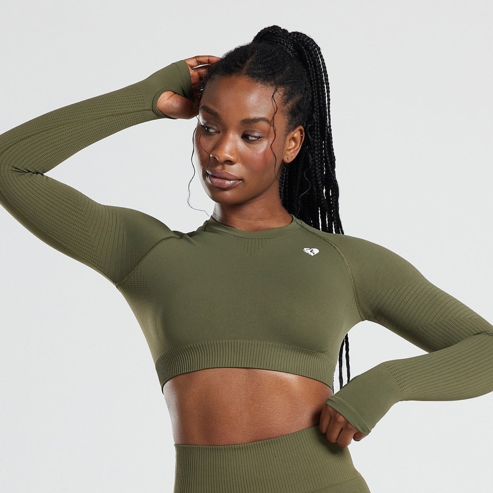 Seamless Long Sleeve Crop Top women’s best (L)